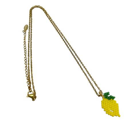 necklace steelgold lemon beads
